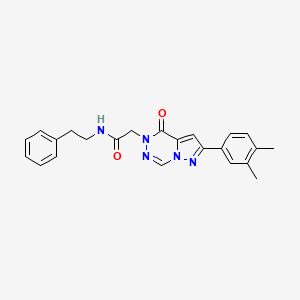 molecular formula C23H23N5O2 B2377351 2-[2-(3,4-二甲苯基)-4-氧代吡唑并[1,5-d][1,2,4]三嗪-5(4H)-基]-N-(2-苯乙基)乙酰胺 CAS No. 1020969-39-4