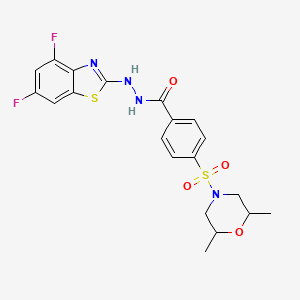 molecular formula C20H20F2N4O4S2 B2377353 N'-(4,6-difluorobenzo[d]thiazol-2-yl)-4-((2,6-dimethylmorpholino)sulfonyl)benzohydrazide CAS No. 851988-31-3