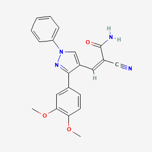 molecular formula C21H18N4O3 B2377381 (Z)-2-cyano-3-[3-(3,4-dimethoxyphenyl)-1-phenylpyrazol-4-yl]prop-2-enamide CAS No. 379218-70-9