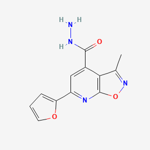 molecular formula C12H10N4O3 B2377383 6-(2-Furyl)-3-methylisoxazolo[5,4-b]pyridine-4-carbohydrazide CAS No. 938015-53-3