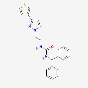 molecular formula C23H22N4OS B2377387 1-benzhydryl-3-(2-(3-(thiophen-3-yl)-1H-pyrazol-1-yl)ethyl)urea CAS No. 2034283-19-5