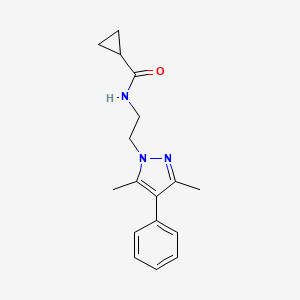 molecular formula C17H21N3O B2377404 N-(2-(3,5-dimethyl-4-phenyl-1H-pyrazol-1-yl)ethyl)cyclopropanecarboxamide CAS No. 2034327-31-4