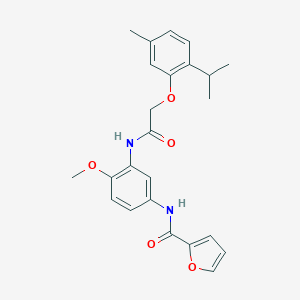 molecular formula C24H26N2O5 B237741 N-(3-{[(2-isopropyl-5-methylphenoxy)acetyl]amino}-4-methoxyphenyl)-2-furamide 