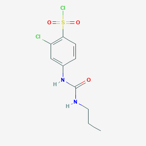 molecular formula C10H12Cl2N2O3S B2377426 2-Chloro-4-(3-propylureido)benzenesulfonyl chloride CAS No. 680617-86-1