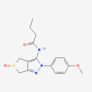 molecular formula C16H19N3O3S B2377436 N-[2-(4-methoxyphenyl)-5-oxo-4,6-dihydrothieno[3,4-c]pyrazol-3-yl]butanamide CAS No. 958843-11-3