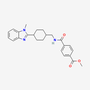 molecular formula C24H27N3O3 B2377442 methyl 4-(((4-(1-methyl-1H-benzo[d]imidazol-2-yl)cyclohexyl)methyl)carbamoyl)benzoate CAS No. 1206991-56-1