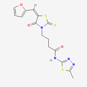 (E)-4-(5-(furan-2-ylmethylene)-4-oxo-2-thioxothiazolidin-3-yl)-N-(5-methyl-1,3,4-thiadiazol-2-yl)butanamide