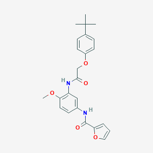 molecular formula C24H26N2O5 B237745 N-(3-{[(4-tert-butylphenoxy)acetyl]amino}-4-methoxyphenyl)-2-furamide 