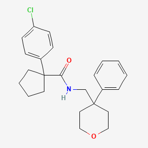 molecular formula C24H28ClNO2 B2377451 1-(4-chlorophenyl)-N-((4-phenyltetrahydro-2H-pyran-4-yl)methyl)cyclopentanecarboxamide CAS No. 1207052-15-0