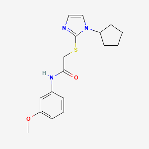 molecular formula C17H21N3O2S B2377462 2-((1-cyclopentyl-1H-imidazol-2-yl)thio)-N-(3-methoxyphenyl)acetamide CAS No. 932991-25-8