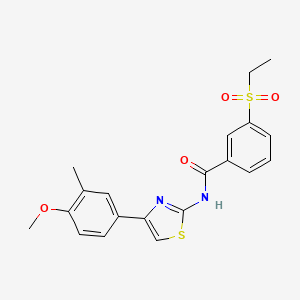 molecular formula C20H20N2O4S2 B2377463 3-(ethylsulfonyl)-N-(4-(4-methoxy-3-methylphenyl)thiazol-2-yl)benzamide CAS No. 898459-35-3