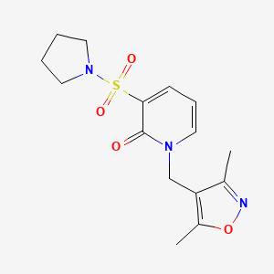 molecular formula C15H19N3O4S B2377468 1-((3,5-二甲基异恶唑-4-基)甲基)-3-(吡咯烷-1-磺酰基)吡啶-2(1H)-酮 CAS No. 1396630-39-9