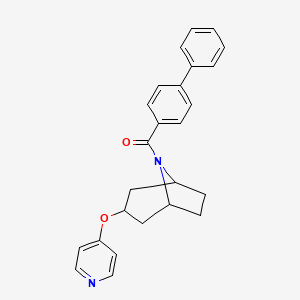molecular formula C25H24N2O2 B2377470 [1,1'-biphenyl]-4-yl((1R,5S)-3-(pyridin-4-yloxy)-8-azabicyclo[3.2.1]octan-8-yl)methanone CAS No. 2108389-43-9