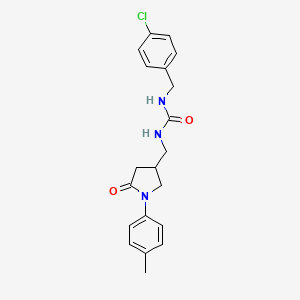 molecular formula C20H22ClN3O2 B2377485 1-(4-Chlorobenzyl)-3-((5-oxo-1-(p-tolyl)pyrrolidin-3-yl)methyl)urea CAS No. 954697-96-2