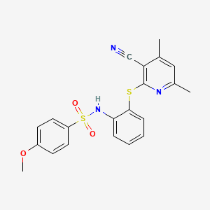 N-{2-[(3-cyano-4,6-dimethyl-2-pyridinyl)sulfanyl]phenyl}-4-methoxybenzenesulfonamide