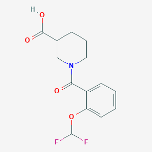 molecular formula C14H15F2NO4 B2377500 1-[2-(二氟甲氧基)苯甲酰基]哌啶-3-羧酸 CAS No. 1016688-45-1