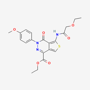 molecular formula C20H21N3O6S B2377505 Ethyl 5-[(2-ethoxyacetyl)amino]-3-(4-methoxyphenyl)-4-oxothieno[3,4-d]pyridazine-1-carboxylate CAS No. 851951-67-2