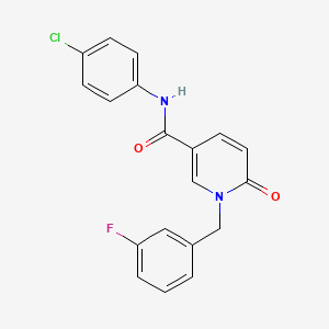 molecular formula C19H14ClFN2O2 B2377506 N-(4-chlorophenyl)-1-(3-fluorobenzyl)-6-oxo-1,6-dihydropyridine-3-carboxamide CAS No. 1004256-62-5
