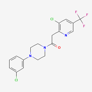molecular formula C18H16Cl2F3N3O B2377513 1-[4-(3-Chlorophenyl)piperazino]-2-[3-chloro-5-(trifluoromethyl)-2-pyridinyl]-1-ethanone CAS No. 691858-21-6