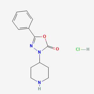 molecular formula C13H16ClN3O2 B2377516 5-Phenyl-3-(piperidin-4-yl)-1,3,4-oxadiazol-2(3H)-one hydrochloride CAS No. 1185545-14-5
