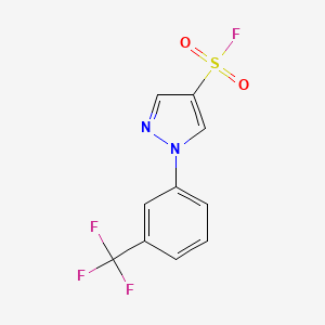 molecular formula C10H6F4N2O2S B2377517 1-[3-(Trifluoromethyl)phenyl]pyrazole-4-sulfonyl fluoride CAS No. 2137806-41-6