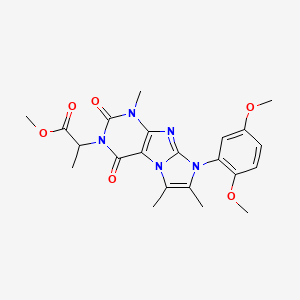 molecular formula C22H25N5O6 B2377519 methyl 2-(8-(2,5-dimethoxyphenyl)-1,6,7-trimethyl-2,4-dioxo-1H-imidazo[2,1-f]purin-3(2H,4H,8H)-yl)propanoate CAS No. 896308-85-3