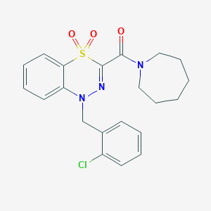 molecular formula C21H22ClN3O3S B2377537 3-(1-azepanylcarbonyl)-1-(2-chlorobenzyl)-4lambda~6~,1,2-benzothiadiazine-4,4(1H)-dione CAS No. 1251634-62-4