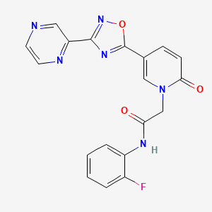 molecular formula C19H13FN6O3 B2377543 N-(2-fluorophenyl)-2-(2-oxo-5-(3-(pyrazin-2-yl)-1,2,4-oxadiazol-5-yl)pyridin-1(2H)-yl)acetamide CAS No. 1396686-61-5