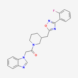 2-(1H-benzo[d]imidazol-1-yl)-1-(3-((3-(2-fluorophenyl)-1,2,4-oxadiazol-5-yl)methyl)piperidin-1-yl)ethanone