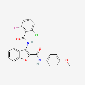 molecular formula C24H18ClFN2O4 B2377549 3-(2-chloro-6-fluorobenzamido)-N-(4-ethoxyphenyl)benzofuran-2-carboxamide CAS No. 887888-79-1