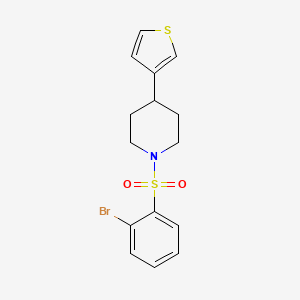 molecular formula C15H16BrNO2S2 B2377557 1-((2-Bromophenyl)sulfonyl)-4-(thiophen-3-yl)piperidine CAS No. 1448052-21-8