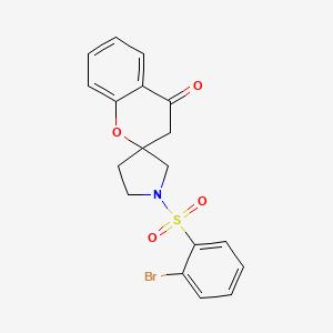 molecular formula C18H16BrNO4S B2377558 1'-((2-Bromophenyl)sulfonyl)spiro[chroman-2,3'-pyrrolidin]-4-one CAS No. 1788771-43-6