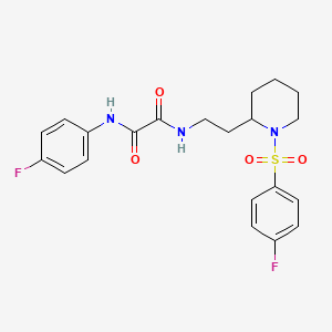molecular formula C21H23F2N3O4S B2377561 N1-(4-fluorophenyl)-N2-(2-(1-((4-fluorophenyl)sulfonyl)piperidin-2-yl)ethyl)oxalamide CAS No. 898445-11-9