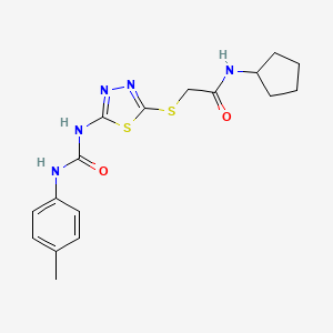 molecular formula C17H21N5O2S2 B2377563 N-cyclopentyl-2-((5-(3-(p-tolyl)ureido)-1,3,4-thiadiazol-2-yl)thio)acetamide CAS No. 898461-66-0