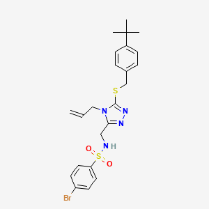 molecular formula C23H27BrN4O2S2 B2377565 N-[(4-allyl-5-{[4-(tert-butyl)benzyl]sulfanyl}-4H-1,2,4-triazol-3-yl)methyl]-4-bromobenzenesulfonamide CAS No. 338794-42-6