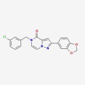 molecular formula C20H14ClN3O3 B2377567 2-(1,3-benzodioxol-5-yl)-5-(3-chlorobenzyl)pyrazolo[1,5-a]pyrazin-4(5H)-one CAS No. 1326895-60-6
