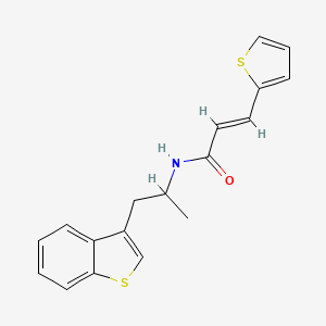 molecular formula C18H17NOS2 B2377584 (E)-N-(1-(苯并[b]噻吩-3-基)丙-2-基)-3-(噻吩-2-基)丙烯酰胺 CAS No. 2035000-88-3