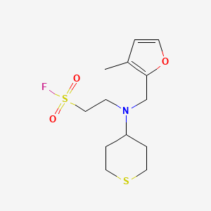 molecular formula C13H20FNO3S2 B2377586 2-[(3-Methylfuran-2-yl)methyl-(thian-4-yl)amino]ethanesulfonyl fluoride CAS No. 2418731-97-0
