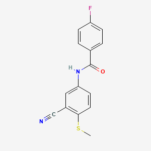 molecular formula C15H11FN2OS B2377588 N-[3-氰基-4-(甲硫基)苯基]-4-氟苯甲酰胺 CAS No. 306980-86-9