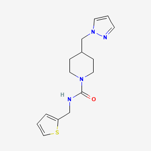 4-((1H-pyrazol-1-yl)methyl)-N-(thiophen-2-ylmethyl)piperidine-1-carboxamide