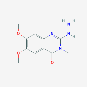 molecular formula C12H16N4O3 B2377600 3-乙基-2-肼基-6,7-二甲氧基喹唑啉-4(3H)-酮 CAS No. 906782-84-1