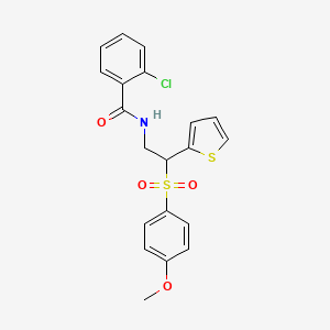 molecular formula C20H18ClNO4S2 B2377606 2-chloro-N-[2-[(4-methoxyphenyl)sulfonyl]-2-(2-thienyl)ethyl]benzamide CAS No. 946285-10-5
