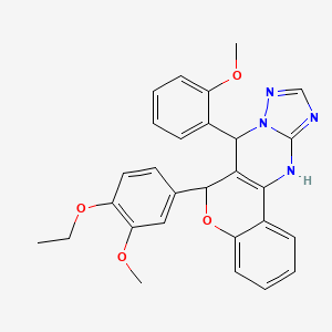 molecular formula C28H26N4O4 B2377608 6-(4-ethoxy-3-methoxyphenyl)-7-(2-methoxyphenyl)-7,12-dihydro-6H-chromeno[4,3-d][1,2,4]triazolo[1,5-a]pyrimidine CAS No. 868147-82-4