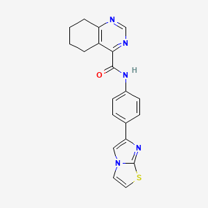 molecular formula C20H17N5OS B2377611 N-(4-Imidazo[2,1-b][1,3]thiazol-6-ylphenyl)-5,6,7,8-tetrahydroquinazoline-4-carboxamide CAS No. 2415622-51-2