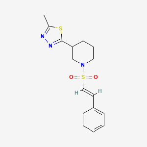 molecular formula C16H19N3O2S2 B2377615 (E)-2-甲基-5-(1-(苯乙烯基磺酰基)哌啶-3-基)-1,3,4-噻二唑 CAS No. 1219915-31-7