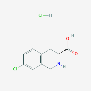 molecular formula C10H11Cl2NO2 B2377619 (3R)-7-Chloro-1,2,3,4-tetrahydroisoquinoline-3-carboxylic acid;hydrochloride CAS No. 2580102-35-6