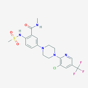 molecular formula C19H21ClF3N5O3S B2377623 5-{4-[3-chloro-5-(trifluoromethyl)pyridin-2-yl]piperazin-1-yl}-2-methanesulfonamido-N-methylbenzamide CAS No. 2061268-68-4