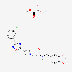 molecular formula C23H21ClN4O8 B2377626 N-(苯并[d][1,3]二氧杂环-5-基甲基)-2-(3-(3-(3-氯苯基)-1,2,4-恶二唑-5-基)氮杂环丁-1-基)乙酰胺草酸盐 CAS No. 1351591-83-7