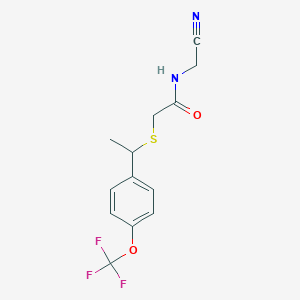 molecular formula C13H13F3N2O2S B2377628 N-(cyanomethyl)-2-({1-[4-(trifluoromethoxy)phenyl]ethyl}sulfanyl)acetamide CAS No. 1333779-81-9