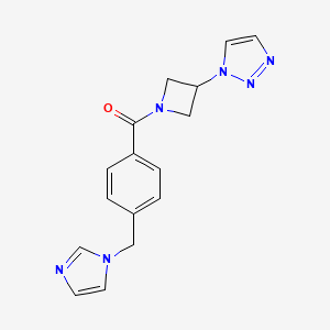 molecular formula C16H16N6O B2377630 (3-(1H-1,2,3-三唑-1-基)氮杂环丁烷-1-基)(4-((1H-咪唑-1-基)甲基)苯基)甲酮 CAS No. 2034289-01-3